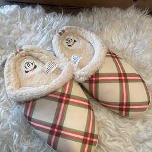 Disney Plaid Slippers with Cream and Red Accents